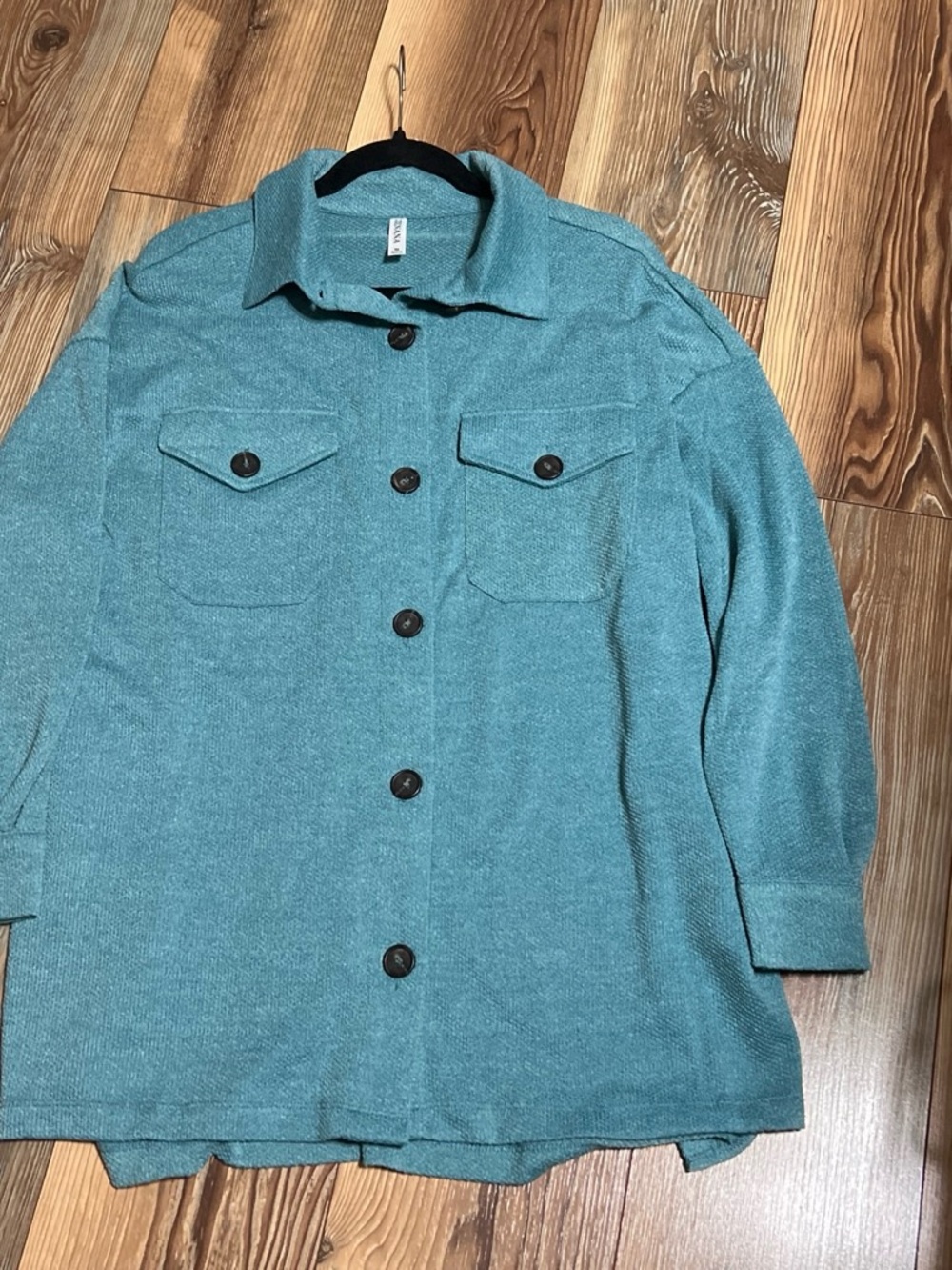 Zenana Outfitters Teal Button-Front Casual Shirt Jacket